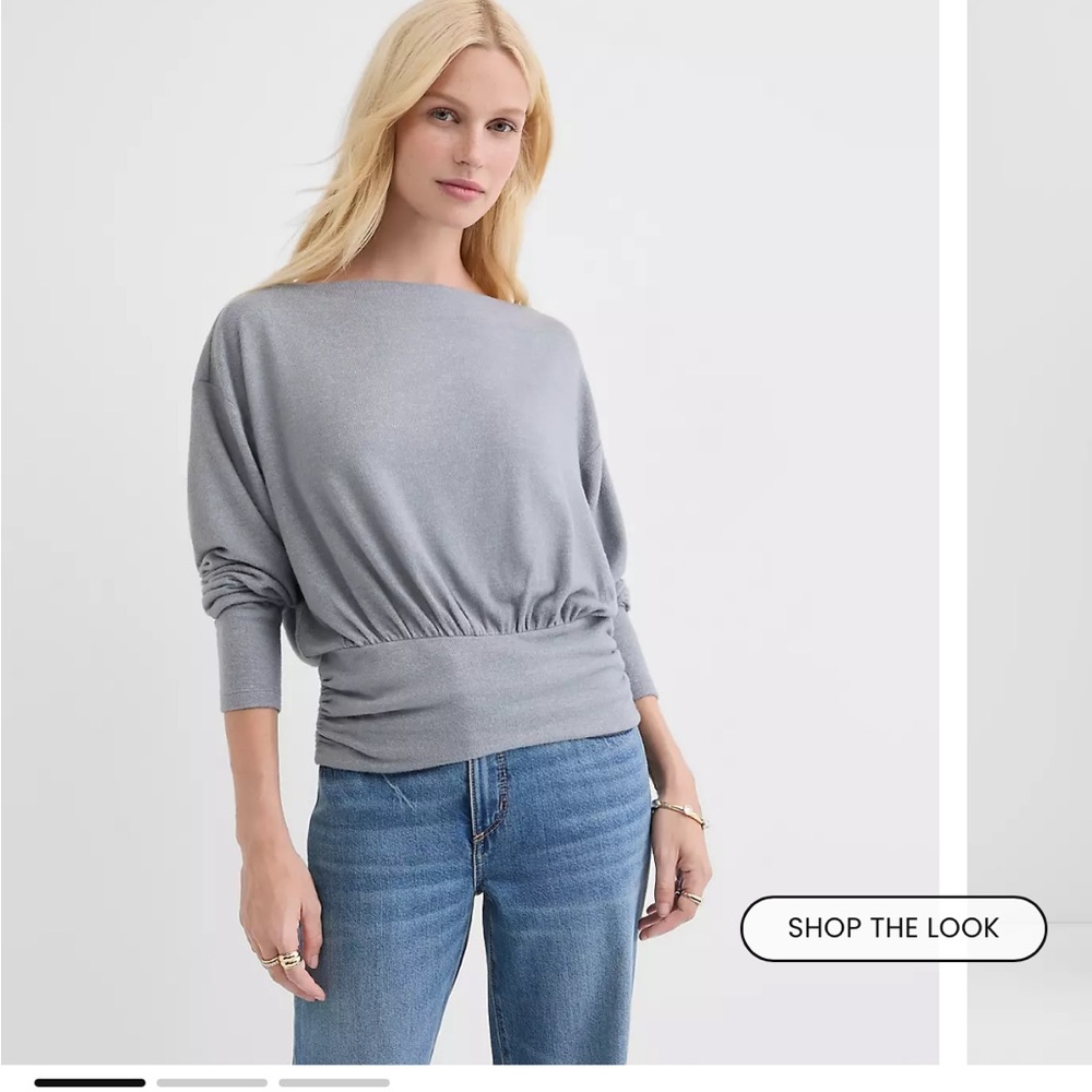 Loft Ruched waist boatneck sweater NWT